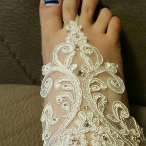 Handmade Bridal Embellished barefoot sandals